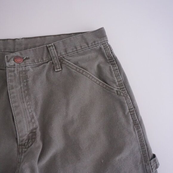 Vintage Rustler Olive Green Carpenter Dungaree Heavyweight Denim Jeans 32X32 - Picture 5 of 16